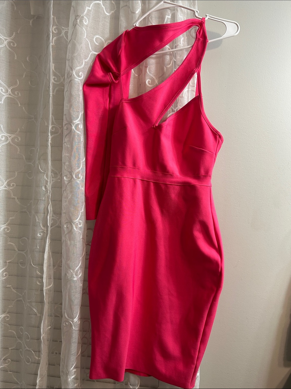 Fashion Nova Hot Pink One-Shoulder Cutout Dress